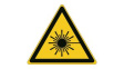 PIC W004-TRI 015-PE-SHEET/1 [54 шт] ISO Safety Sign - Warning, Laser Beam, Triangular, Black on Yellow, Vinyl, Warni