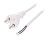 W-98337, Кабель; вилка CEE 7/17 (C),провода; 2м; белый; ПВХ; 2x1мм2; 16А, PLASTROL
