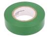 N-12 PVC TAPE 19MMX20M GREEN, Лента: электроизоляционная; W:19мм; L:20м; D:0,15мм; зеленый; 220%, PLYMOUTH