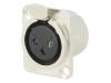 FC61900N, Гнездо; XLR; "мама"; PIN: 3; пайка; позолота; серебристый; металл, Cliff
