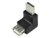 AU0025 Адаптер; USB 2.0; гнездо USB A, угловая вилка USB A; Цвет: черный