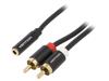 VAB-R01-B100 Кабель; Jack 3,5мм гнездо,вилка RCA x2; 1м; Покрытие: позолота