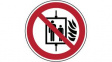 824381 ISO Safety Sign - Do Not Use Lift in the Event of Fire, Round, Black / Red on Wh