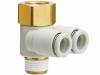 KQ2ZF10-03AS, Быстроразъемное соединение; с резьбой, угловой 90°; R 3/8", SMC PNEUMATICS