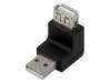 AU0027 Адаптер; USB 2.0; вилка USB A, угловое гнездо USB A; Цвет: черный