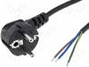 S3-3/15/5BK, Кабель; угловая вилка CEE 7/7 (E/F), провода; 5м; черный; ПВХ, LIAN DUNG