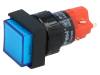 V16F-11-230B, Переключатель: кнопочный; 1; SPDT; 3A/250ВAC; 2A/24ВDC; синий; IP40, Onpow