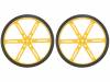 POLOLU WHEEL 90X10MM PAIR – YELLOW, Колесо; Диам.вала:3мм; Ось: D-образный профиль; желтый; резина, POLOLU