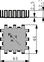 FK 202 SA-CB, Радиатор: штампованный; черный; L: 45мм; W: 45мм; H: 12,7мм; 8К/Вт, Fischer Elektronik