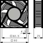3610PS-23T-B30-A00, Axial fan AC 92 x 92 x 25 mm 230 VAC, NMB Technologies (Minebea)