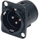 NC3MD-V-BAG, XLR Panel-mount male receptacle 3 D Vertical / PCB Mounting, Neutrik