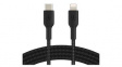 CAA004BT1MBK Braided Cable USB-C Plug - Apple Lightning 1m Black