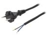W-97188, Кабель; вилка CEE 7/17 (C),провода; 3м; черный; резина; 2x1мм2, PLASTROL