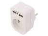 R-1USB BIALY, Разъем: питания AC; разветвитель; 2P+PE; 250ВAC; 10А; белый, PLASTROL