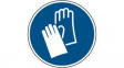 819166 ISO Safety Sign - Wear Protective Gloves, Round, White on Blue, Polyester, 1pcs