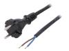 W-97895, Кабель; вилка CEE 7/17 (C),провода; 1,5м; черный; резина; 2x1мм2, PLASTROL