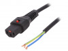 IEC-PC1371, Cable; IEC C19 female,wires; 5m; with IEC LOCK locking; black, IEC LOCK