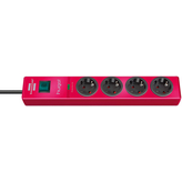 1150610374, Power strip 4 Protective contact DE 2 m red, Brennenstuhl