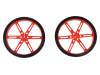 WHEEL 80?10MM PAIR RED, Колесо; Диам.вала:3мм; Ось: D-образный профиль; красный; резина, POLOLU