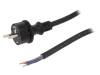 W-97276, Кабель; SCHUKO вилка,вилка CEE 7/7 (E/F),провода; 3м; черный, PLASTROL