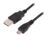 50498, Кабель; USB 2.0; вилка USB A, вилка micro USB B; 500мм; черный, QOLTEC