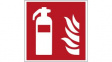 816880 ISO Safety Sign - Fire Extinguisher, Square, White on Red, Polyester, 1pcs