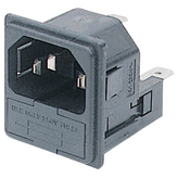 PF0033/20/63, Plug C14 Faston 6.3 x 0.8 mm 10 A/250 VAC Black Snap-In L + N + PE, Bulgin