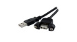 USBPNLAFAM1 Panel Mount USB Cable USB-A Plug - USB-A Socket 305mm USB 2.0 Black