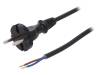 W-98340, Кабель; вилка CEE 7/17 (C),провода; 3м; черный; ПВХ; 2x1мм2; 16А, PLASTROL