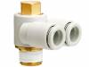 KQ2Z06-03AS, Быстроразъемное соединение; с резьбой, угловой 90°; R 3/8", SMC PNEUMATICS