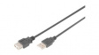 AK-300202-018-S Extension Cable USB-A Plug - USB-A Socket 1.8m Black