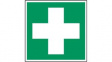 814597 ISO Safety Sign - First Aid, Square, White on Green, Polyester, 1pcs