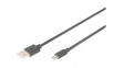 AK-300110-030-S Cable USB-A Plug - USB Micro-B Plug 3m Black