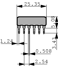 4610X-102-471LF, Резисторная сборка, SIL 470 Ω ± 2 %, Bourns