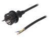 W-98382, Кабель; SCHUKO вилка,вилка CEE 7/7 (E/F),провода; 2м; черный, PLASTROL