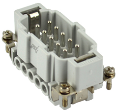 JNEM 10, male insert, 10 poles + PE, ILME