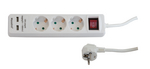 KF-B-03KFU, Power strip + USB 3 Protective contact DE - 1.4 m, Maxxtro