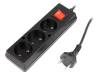 PS-360WS-3.0BK, Сетевой удлинитель; Гнезда:3; ПВХ; черный; 2x1мм2; 3м; 10А, JONEX