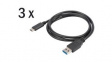 AK-880903-010-S Cable Set USB-A Plug - USB-C Plug 1m Black