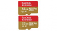 SDSQXAF-032G-GN6AT Memory Card for Action Cameras, Pack of 2 32GB, microSDHC, 100MB/s, 60MB/s