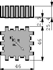 FK 201 SA-CB, Радиатор: прессованный; SOT9,TO3,TO66; черный; 45x45x25,4мм, Fischer Elektronik