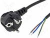 S3-3/10/2.5BK, Кабель; угловая вилка CEE 7/7 (E/F), провода; 2,5м; черный; ПВХ, LIAN DUNG