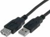 CU202G-B-018-PB Кабель; USB 2.0; гнездо USB A, вилка USB A; позолота; 1,8м; черный