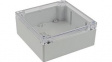 1554Q2GYCL Watertight Enclosure Clear Lid 140x140x60mm Light Grey Polycarbonate IP68