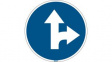 306913 Go Straight and Right, Floor Sign, Round, White on Blue, Polyester, Mandatory Ac