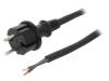 W-97260, Кабель; вилка CEE 7/17 (C),провода; 2м; черный; резина; 2x2,5мм2, PLASTROL