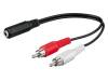 50442, Кабель; вилка RCA x2,гнездо Jack 3,5мм 3pin; 1,4м; Цвет: черный, Goobay