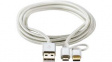 CCTB60610AL10 2-in-1 Sync and Charge Cable USB A Plug - USB Micro-B Plug/USB C Plug 1m Alumini