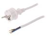 W-98379, Кабель; SCHUKO вилка,вилка CEE 7/7 (E/F),провода; 1,5м; белый, PLASTROL