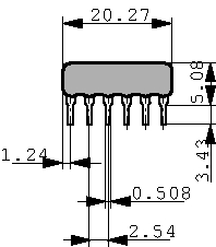 4608X-102-102LF, Резисторная сборка: Y; 1кОм; Кол-во резисторов:4; THT; 0,3Вт; ±2%, Bourns